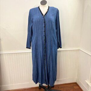 Elisabeth Size 18 Denim Dress Vintage Maxi Long Sleeve Western Prairie Modest